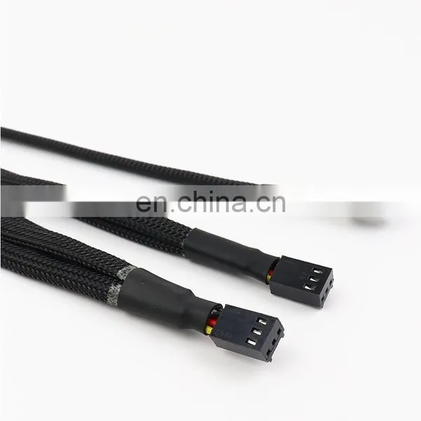 Black 4 Pin Pwm Fan Cable 1 To 2/3/4 Ways Splitter Black Sleeved 27cm Extension Cable Connector PWM Extension Cables photo-2