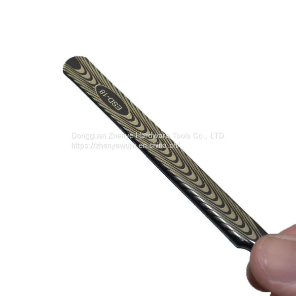 Sticker Special Small Tweezers High Precision Stainless Steel Hand Curtain Tool Black Textured Tweezers ESD-18 Tweezers photo-5