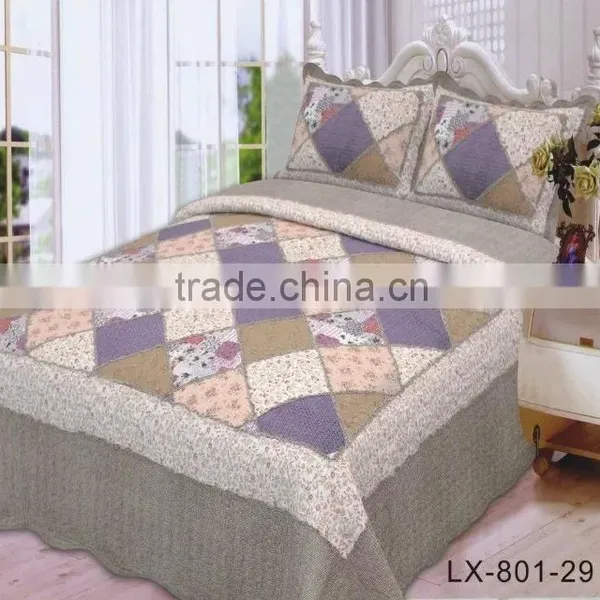 Polyester Block Diagonal Process Printed Bed Set photo-2