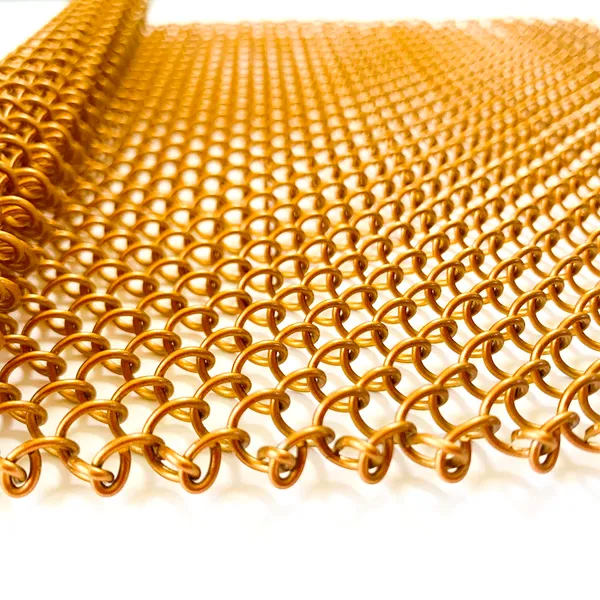 Gold PVD Coated Woven Steel Wire Mesh - Flexible Decorative Metal Curtain photo-1