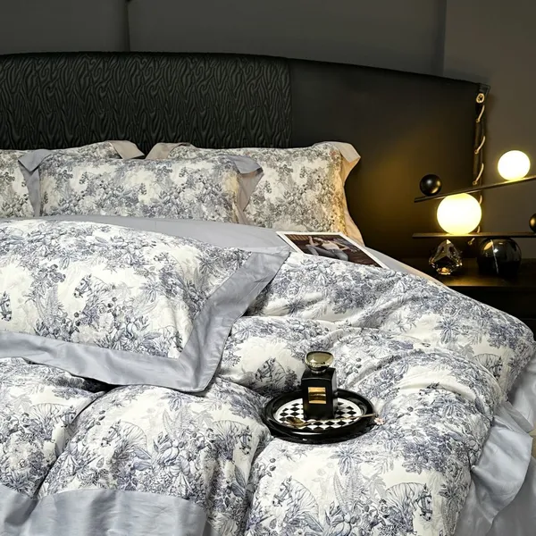 Washed Cotton Bedding Set 4 Pieces - Soft Duvet Cover, Pillowcases, Queen/King Size, All Season (No Comforter Included) photo-3