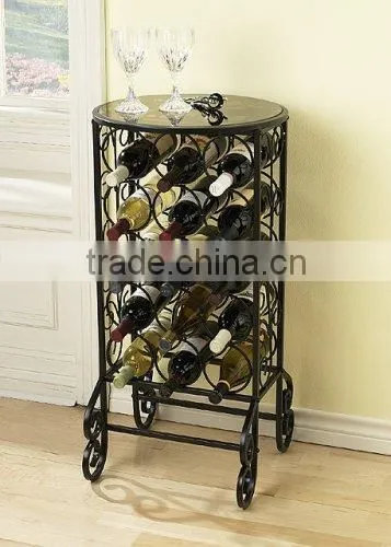 15 Bottle Glass Wine Rack Storage Side Accent Table Quality Choice photo-2