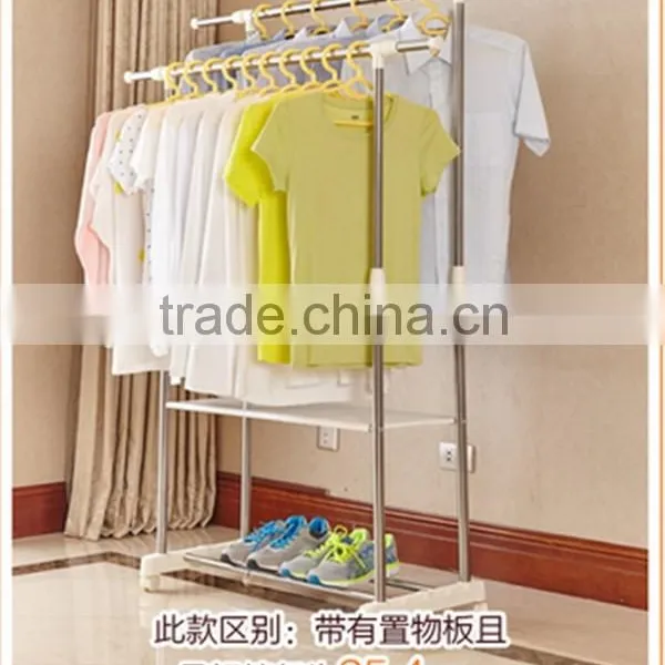 Indoor telescopic double pole hanging rack stainless steel clothes rack HC-SG02B
