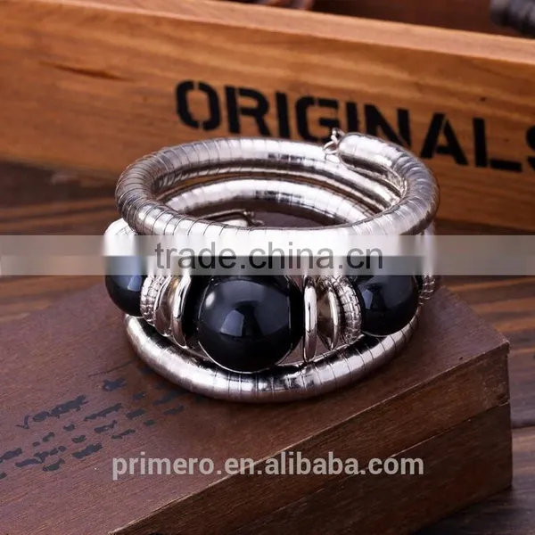 Hot Jewelry Tibetan Silver Bracelet Turquoise Inlay Roundness Bead Adjust Bangle photo-4