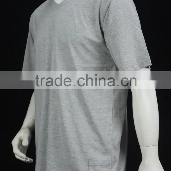 Mans Casual Style Blank 100% Cotton Grey Color V-neck T-shirt photo-2
