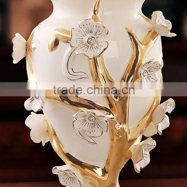Fancy Flower Diamond Hand Painted Ceramic Table Lamp for Wedding Deco photo-2