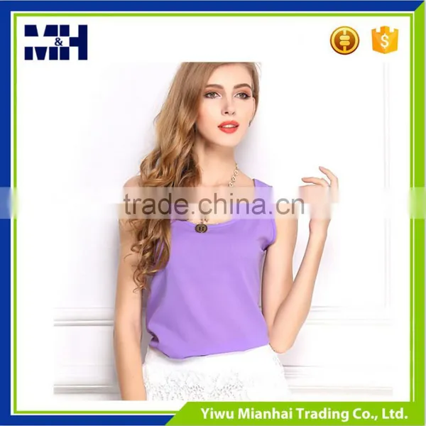 New Model Fashion Candy Color Chiffon Sleeveless Shirt For Women