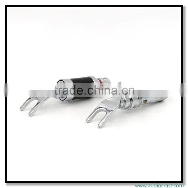 OEM Copper Rhodium Plated Carbon Fiber Speaker Cable Spade Terminal Connector Plug photo-6