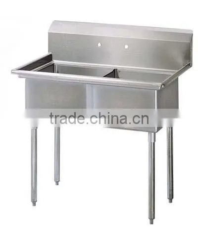 2 Two Bowl Commercial Stainless Steel Compartment Sink for Restaurant Kitchen photo-4