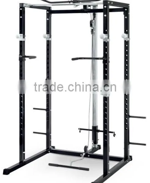 FITNESS EQUIPMENT POWER CAGE STRENGTH TRAINING WITH LAT PULL DOWN ATTACHMENT
