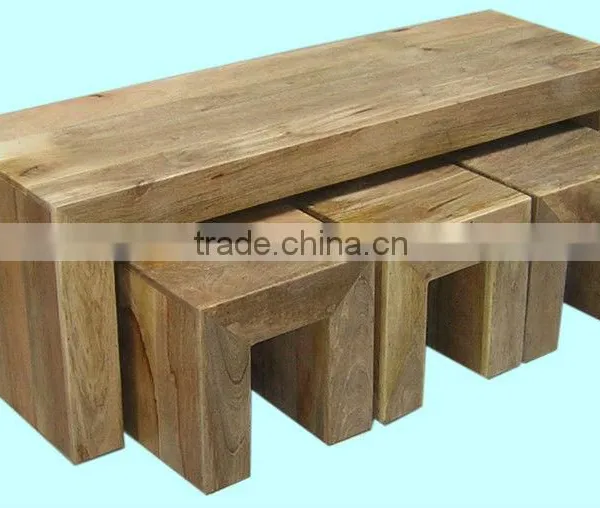 Wooden Cube Nest of Tables,mango Wood Furniture photo-4