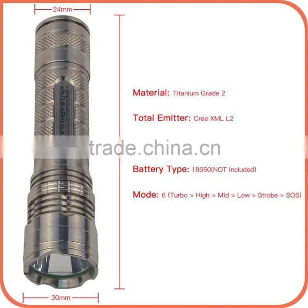 Top Quality Customized Recharge Portable XML L2 Edc Titanium Alloy LED Watt Flashlight photo-2