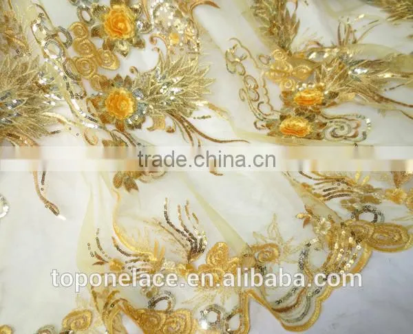 Top One High Quality African French Lace Fabric 3d Flower Lace Embroidered Fabric Applique Dresses photo-6
