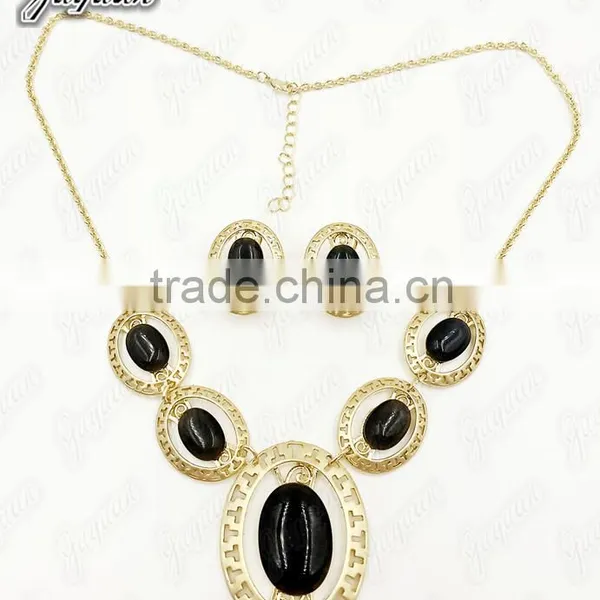 Juyuan Fashion 18K Gold Plated Pendant&Earring Opal Semi-gloss Set