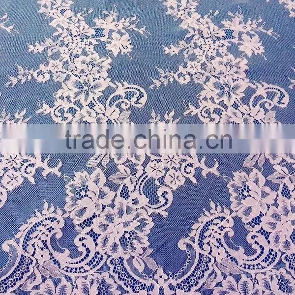 Fine French Lace Fabric With Wavy Edged In Apparel