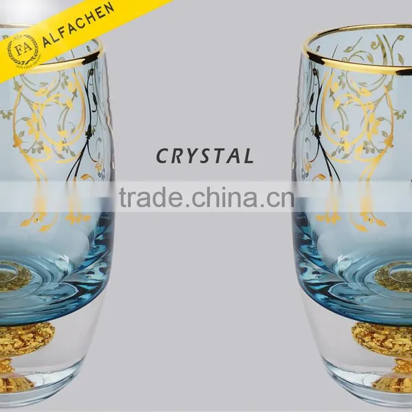 Gold Rimmed Stemles Round Wine Glass Without Holder
