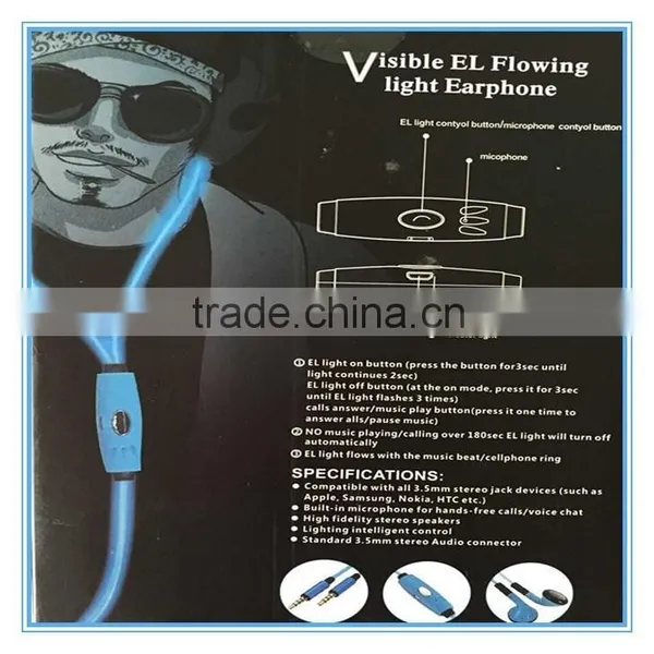 KPT EL WIRE FLASHING LIGHTING EARPHONE GLOWING EARPHONE HEADSET photo-6