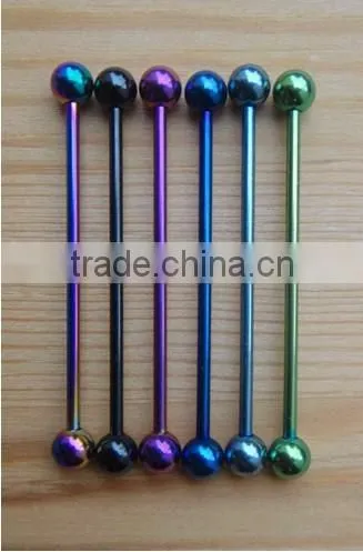 Titanium Plating Stainless Steel Industrial Barbell Earring Jewelry