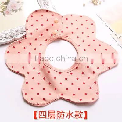 100% Cotton Infant Baby Bibs Flower Shape Decorate Waterproof Washable Cotton photo-6