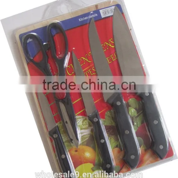 Stainless Steel Knife Set With Scissor With Wooden Cutting Board photo-4