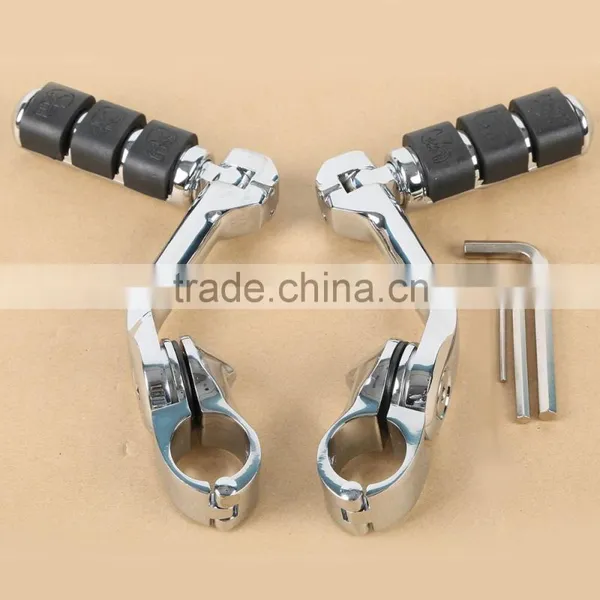360 Degree Adjustable Highway Footpeg Footrests For Universal 32mm Chrome photo-2