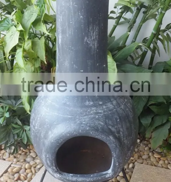 Mexican Clay Chiminea in Grey Color photo-3
