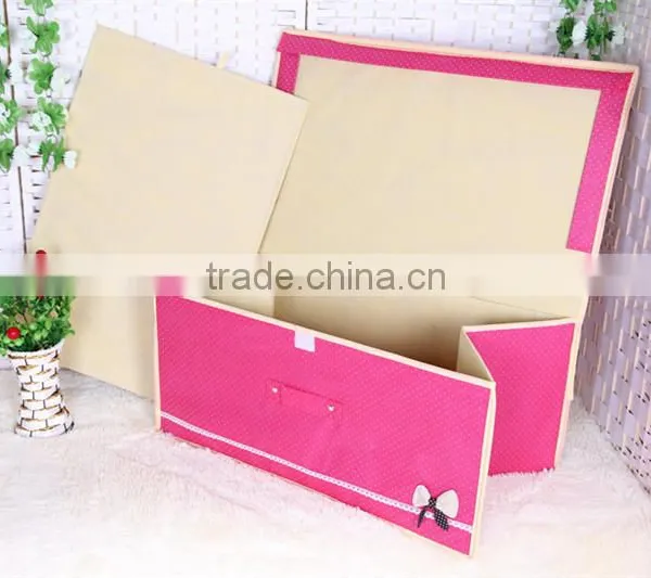 N494 Household Non Woven Box Foldable Bowknot Polka Dot Storage Box photo-2