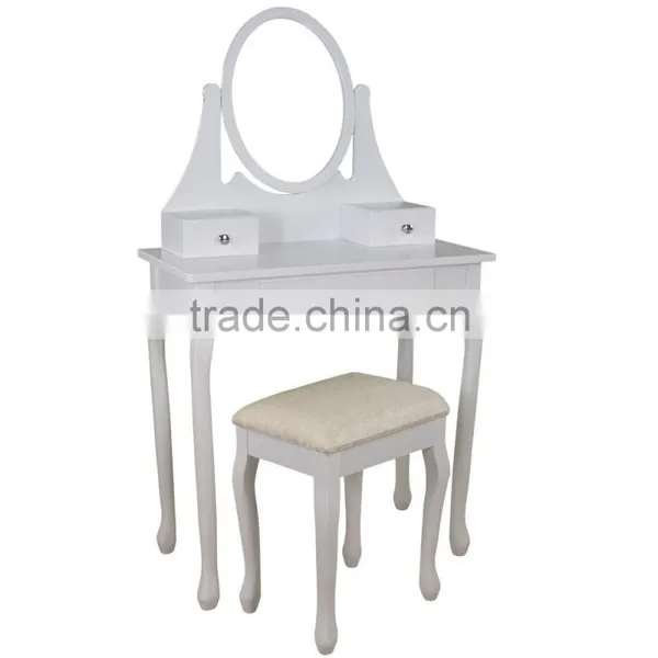 Wood French Style Wooden Dresser / Bedroom Dressing Table With Mirror nd Stool / Make-up Table With Mirror and Stool photo-3