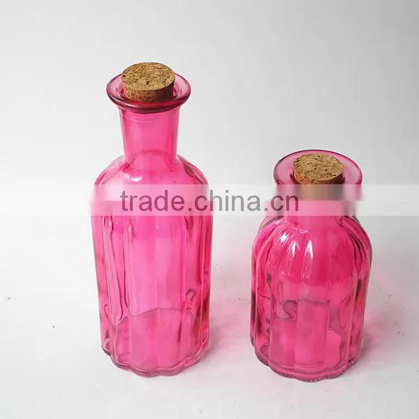 300ml Portico Vertical Stripe Colored Glass Bottle With Wooden Cork photo-2