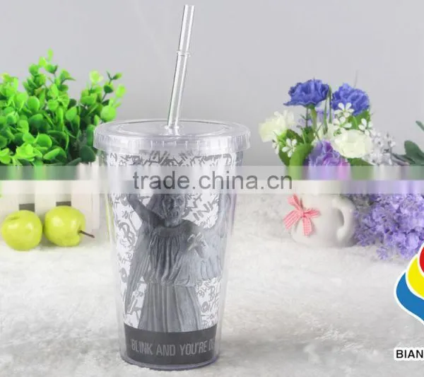 Double Wall 16 oz Plastic Tumbler With Paper Insert for Beverage photo-5
