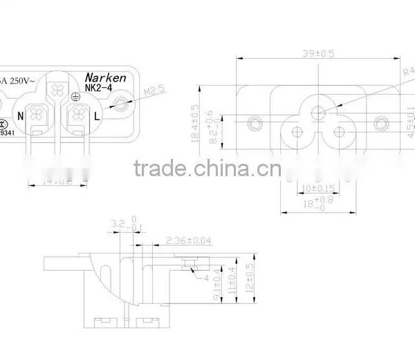 AC Power Socket Mickey Mouse Socket C6 Type Plum Socket Three Core Card With Ear Screw Fixed NK2-4T01 photo-2