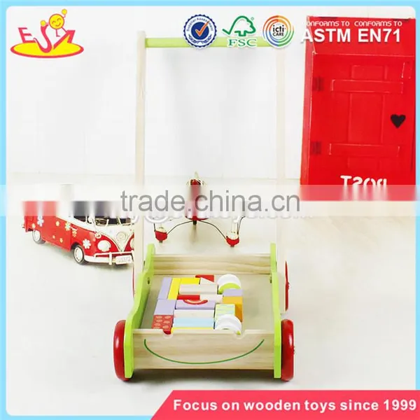 Wholesale Educational Wooden Baby Activity Walker Funny Toys Wooden Baby Activity Walker With Building Blocks W16E076 photo-3