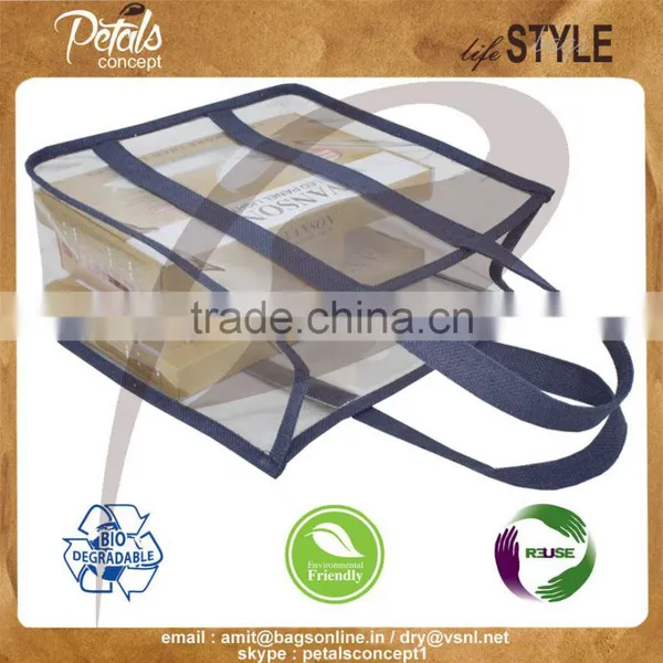 Hi Quality PVC See Through Totes With Jute Side Trimming & Handle - for Promotion photo-2