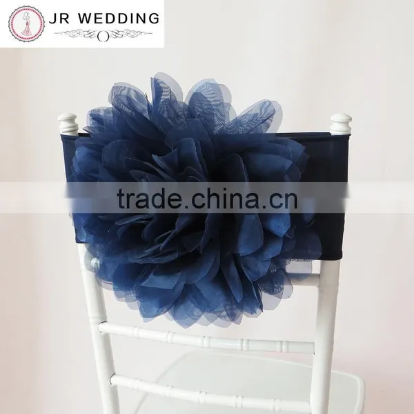 Hot Sale Fashion Handmade Organza Flower With Lycra Chair Band Chair Sash photo-4
