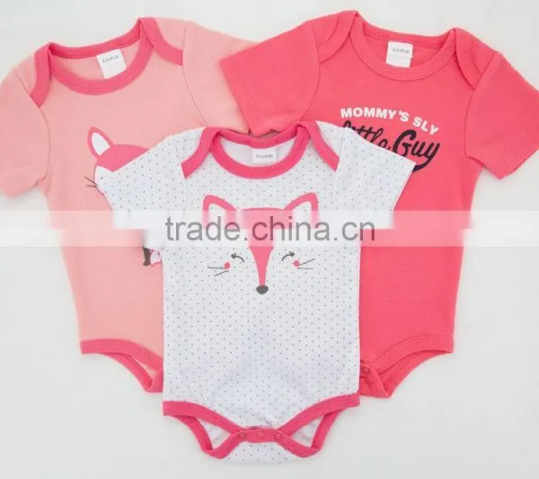 Fashion Fox Style Girl Rompers Short Sleeve 100% Cotton Newborn Baby Clothes Wholesale photo-2