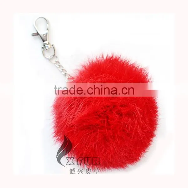 CX-R-36 Wholesale Fur Key Ring Real Rabbit Fur Balls photo-3