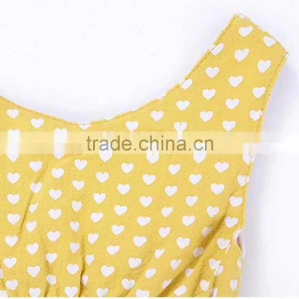 2017 New Design Hot Sale Summer Dress 2017 Wholesale Cotton Clothing Boutique Custom Kids Sleeveless Baby Little Girl Gold Dress photo-6