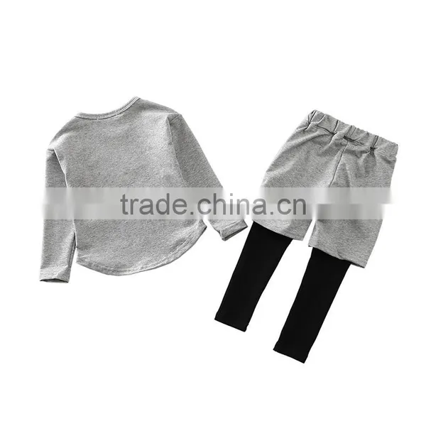 2017 New Arrival Kids T-shirt+pants Boutique Baby Wear Cotton Child Girls Clothing Set photo-2