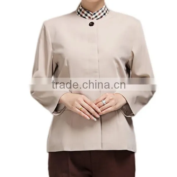 Custom Perfect Fit Fashiom Restaurant Housekeeping Uniform , Catering Staff Uniforms Wholesale photo-2