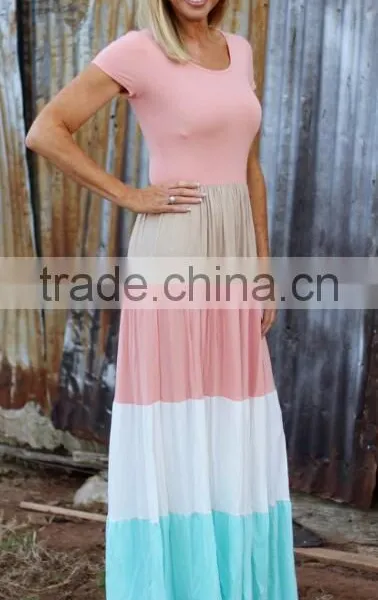 Summer Cotton Mother and Daughter Maxi Crewneck Dress Mommy and Me Women Girls Dresses photo-2