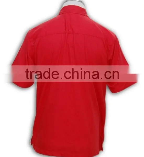 100% Cotton Design China Made Short Sleeve Red Mens Lightweight Cotton Shirts photo-3