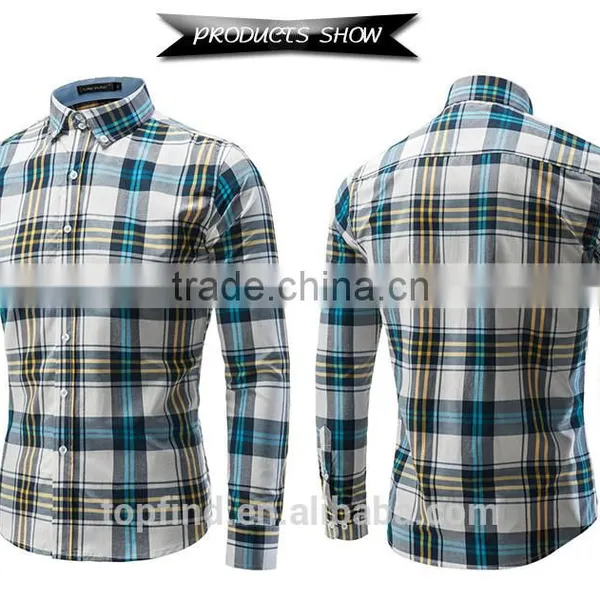 New Product 2016 European Fashion 100% Cotton Yarn Dyed Plaid Shirt Wholesale Men's Clothing photo-6