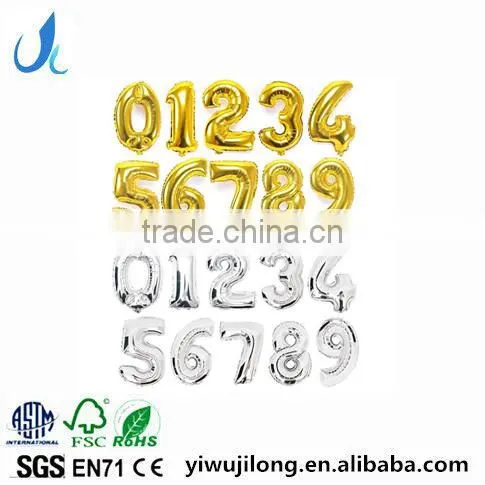 40 inch gold silver color foil number balloons for party decoration