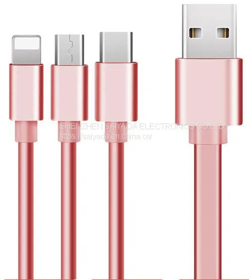 USB Cable LOGO Printed Stretch One Tow Three Data Cable Type-c Customized 2a Three-in-one Charging Cable Android Apple Universal Quick Charging Cable