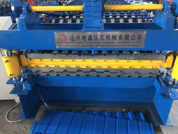 Export to Poland 1080 Trapezoidal Double Layer Roll Forming Machine With Post Guide Cutting photo-4