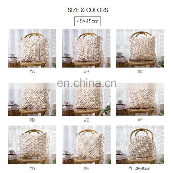Bohemian Home Decorative Hand Crocheted Pillow Case Handmade Macrame Pillow Cushion Cover photo-4