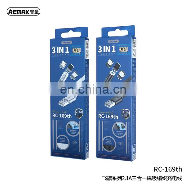 Remax Flag Series RC-169th Magnetic Charger Type-C Usb Braided Micro 3 In 1 Charging Cable For Iphone photo-3