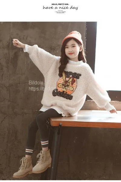 Girls' Sweater With Cashmere Wool Coat photo-2