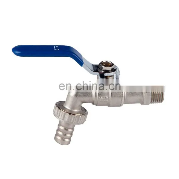 1/2 Nickel Plated Bibcock Brass Ball Hose Bibcock Tap Brass Water Plastic Tap Faucet