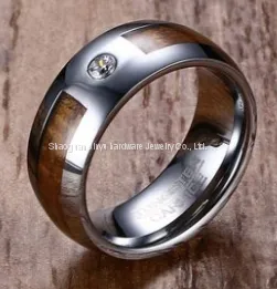Tire Pattern Brushed Grooved Tungsten Gold Ring